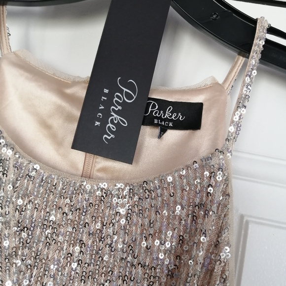 Parker Black Alina Sequins Bodycon Sparkling Halter Dress Size 12 - Picture 13 of 15